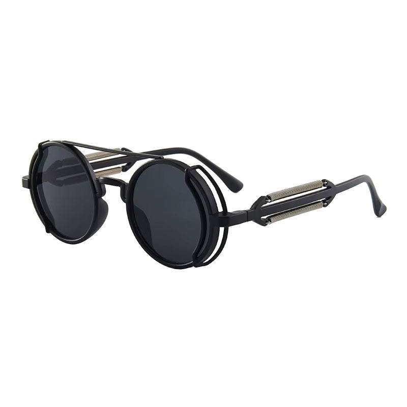 Punk Steampunk Sunglasses Retro Men'S Brand Designer round Punk Eyewear Gothic Style Products Women UV400 Sunglasses