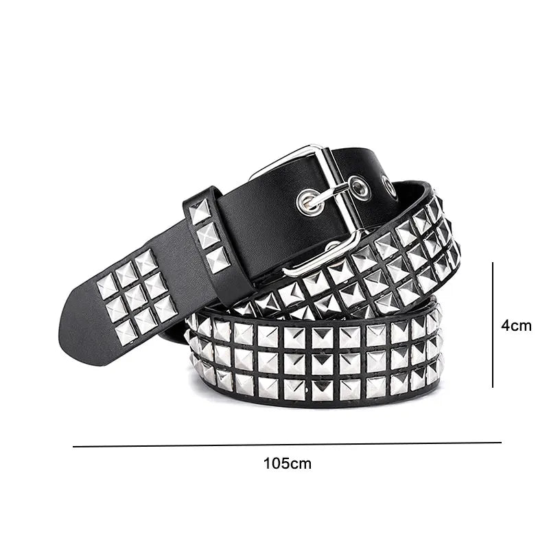 Rivet Hollow Bullet Decoration Belt Leather Studded Goth Rock Wild Adjustable Women Punk Black Belt