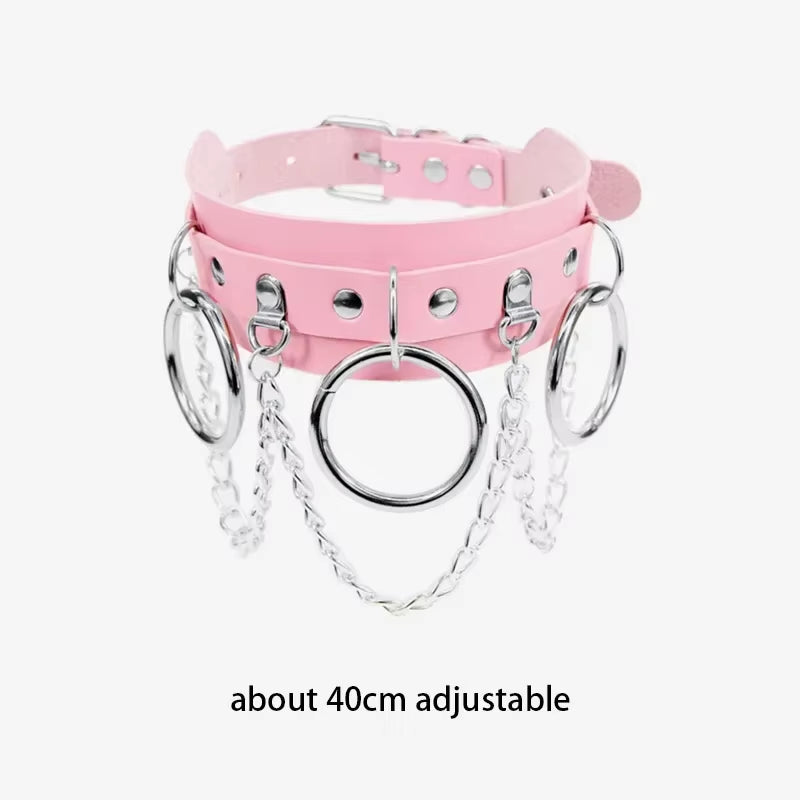 Body Fashion Cosplay Harajuku Punk Gothic Necklace Sexy PU Leather Spike Rock Goth Collar Choker Necklace Heart Pendant