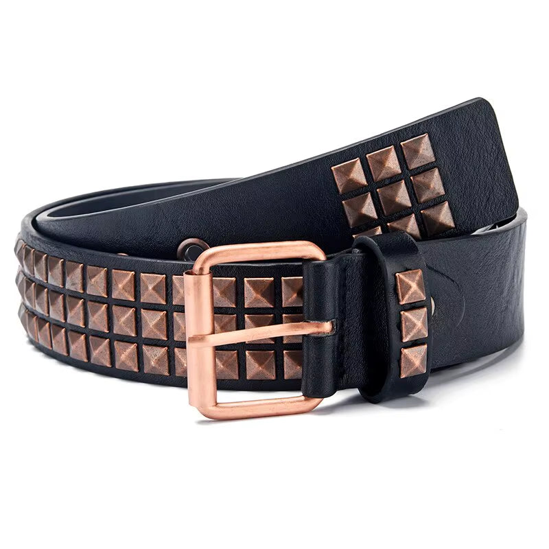 Fashion New Square Bead Rivet Belt Metal Pyramid Belt Men and Women Punk Hardware Jeans Belt Y2K Belt Designer Belt Women'S Belt